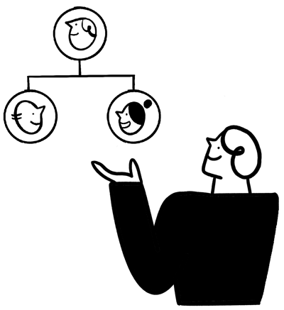 illustration of hr professional with org chart